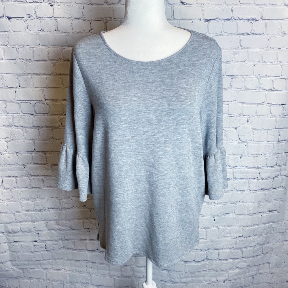 Adrianna Papell 3/4 Ruffle Bell Sleeve Top